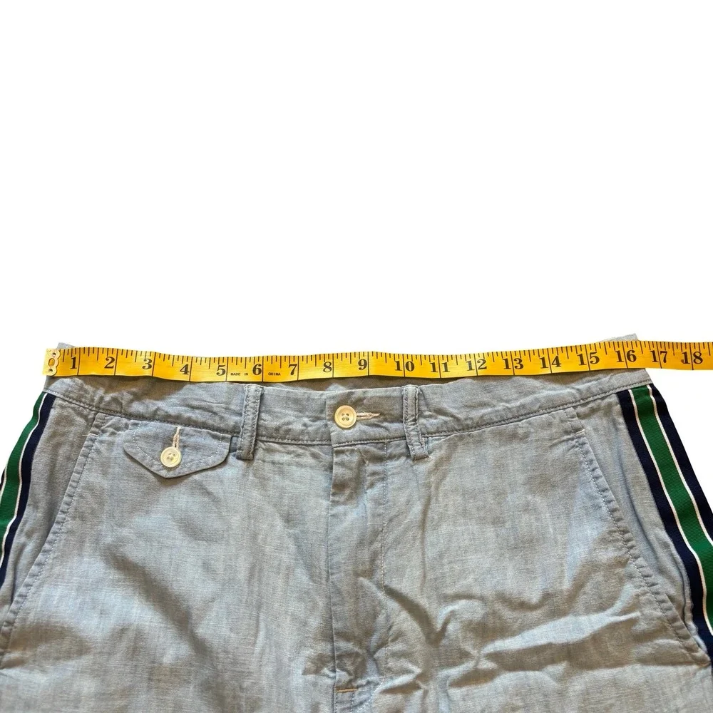 Polo Ralph Lauren Mens 32 Classic Fit Chambray Shorts Blue Green Side Stripe